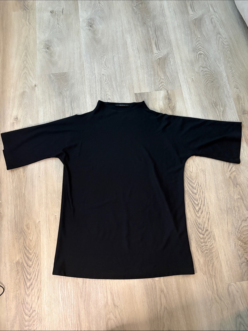 BRYN WALKER Black Ponti Mock Neck Top XXS minimalist contemporary neutral comfy